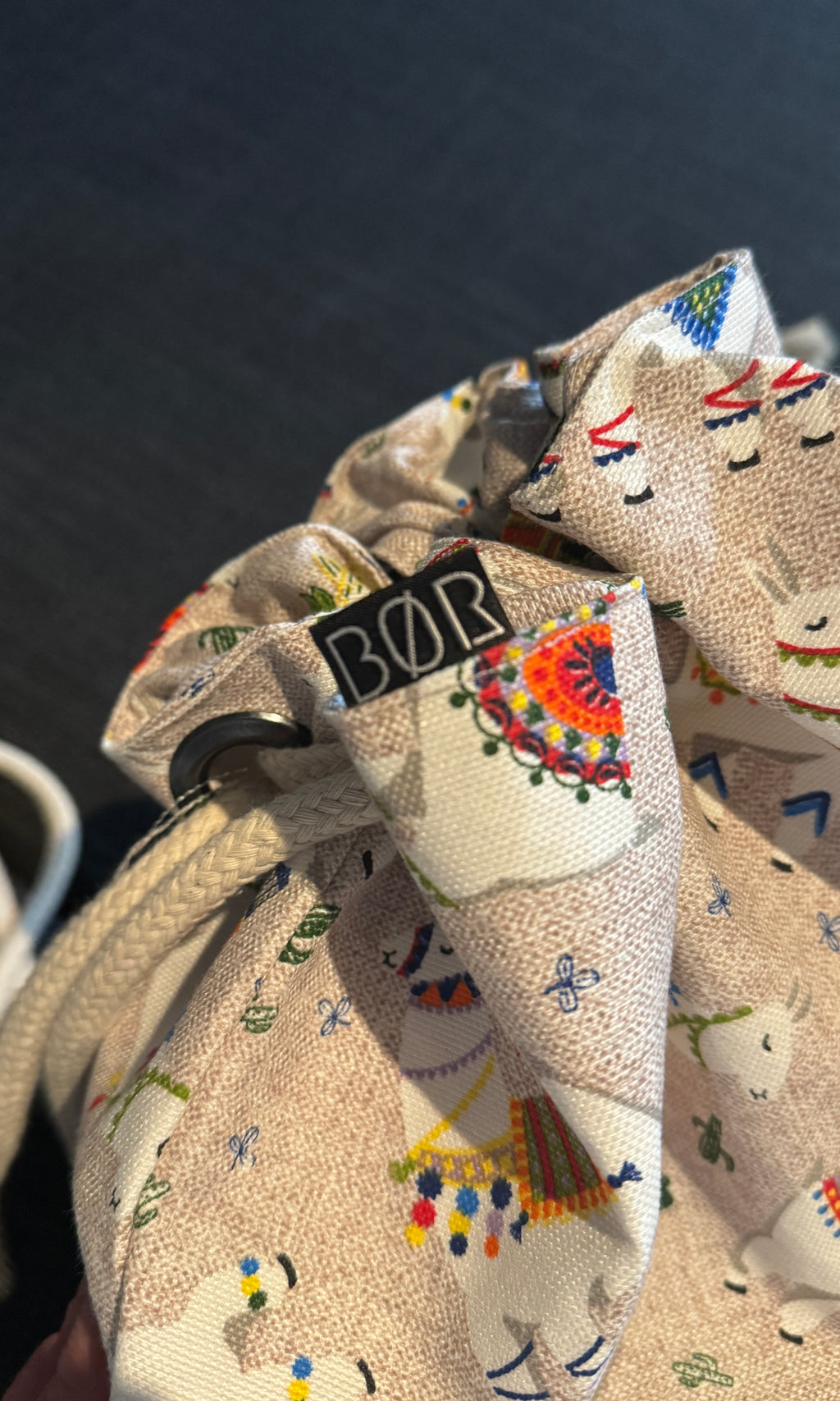 BØR Projekttasche aus Canvas mit Lama-Design - Große Baumwolltasche - Gr. L