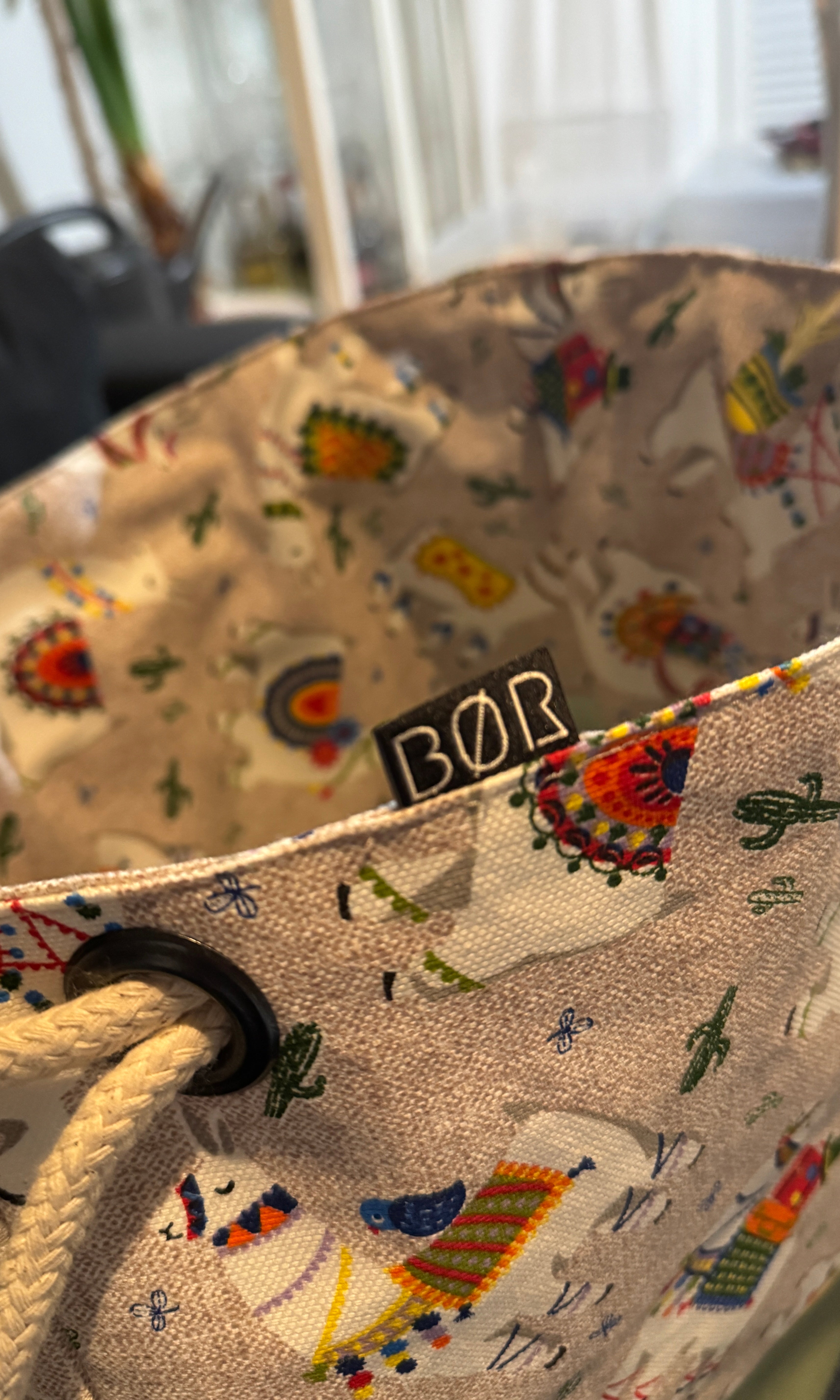 BØR Projekttasche aus Canvas mit Lama-Design - Große Baumwolltasche - Gr. L