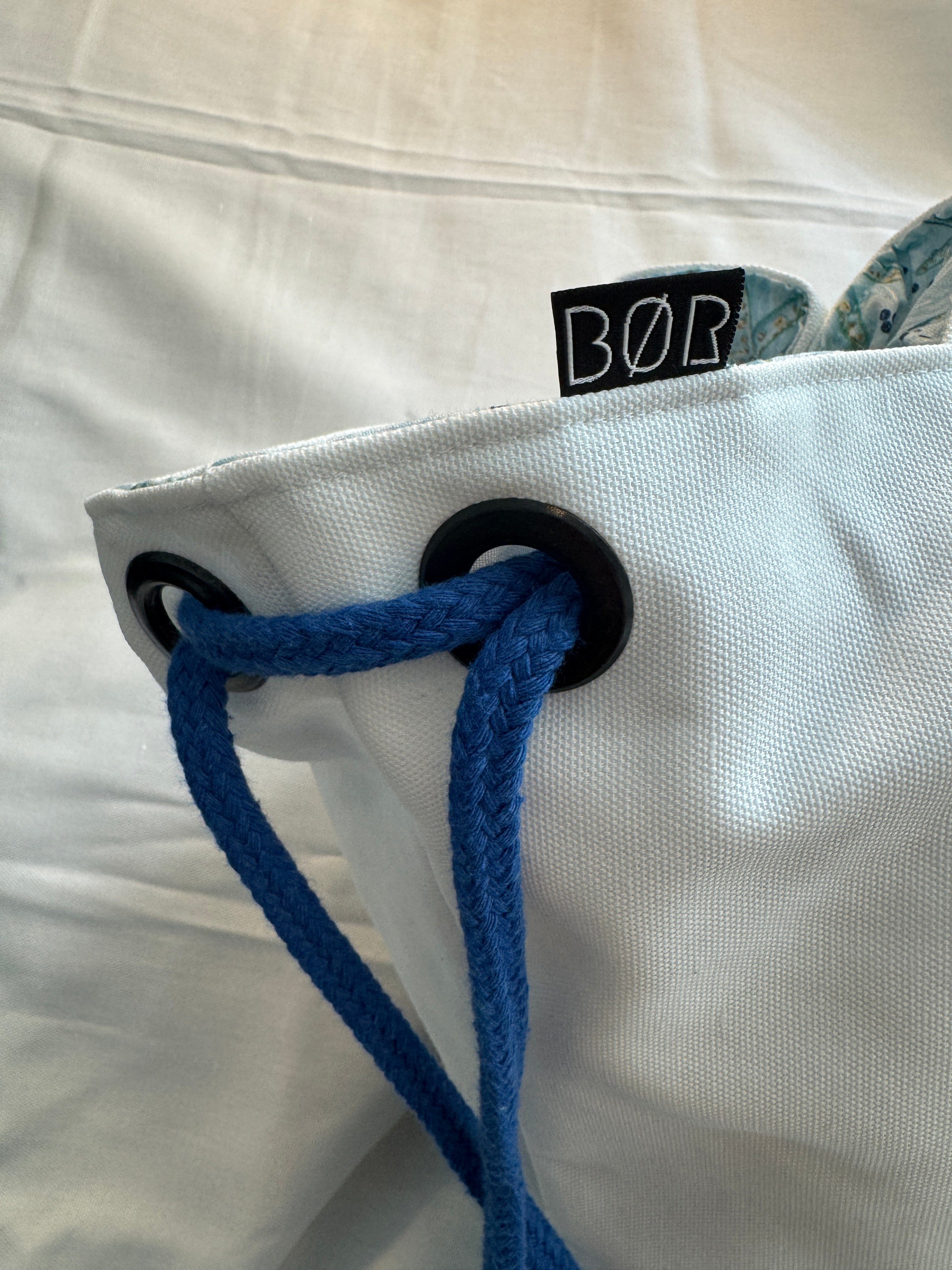 BØR maritime Projekttasche / Project Bag aus Jeans & Canvas – Blau & Weiß - Größe L